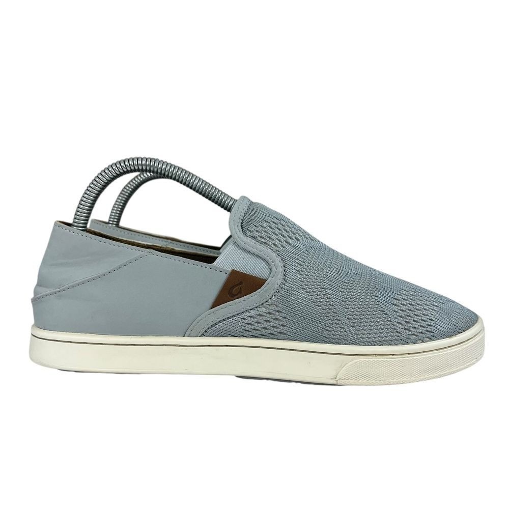 Olukai Pehuea Slip On Shoes Womens 8.5 Knit Textile Collapsible Heel Gray Casual